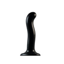 Strap-On-Me P&G-Spot Silicone Dildo Large Black displayed against a white background, showcasing its sleek design.