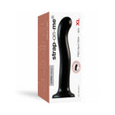 Strap-On-Me P&G Spot Silicone Dildo Black XL in packaging, showcasing ergonomic design for G-spot and P-spot stimulation.