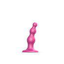 Strap-on-me Dildo Plug Beads Small Raspberry in vibrant raspberry color, designed for comfortable insertion and stimulation.