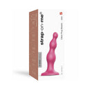 Strap-on-me Dildo Plug Beads Small Raspberry packaging showcasing its beaded design and ergonomic shape.