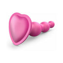 Strap-on-me Dildo Plug Beads Small Raspberry - heart-shaped base with graduated beads for comfortable insertion.