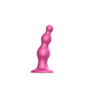 Strap-On-Me Dildo Plug Beads Large Raspberry in vibrant pink, featuring three graduated beads for pleasurable insertion.