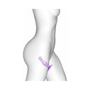 Strap-on-me Dildo Plug Curvy Small Purple displayed on a silhouette body for comfortable use.
