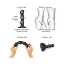 Features of Strap-on-me Geisha Ball Dildo XL Black including flexible shaft and 3 inner balls for stimulation.