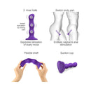 Strap-On-Me Geisha Ball Dildo XL Purple features 3 inner balls, flexible shaft, suction cup for versatility.