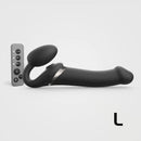 Strap-On-Me Multi Orgasm Strapless Strap-On Black Large with remote control and sleek design