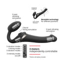 Strap-on-me Multi Orgasm Strapless Strap-on Black Small features independent motors for G-spot and clitoral stimulation.