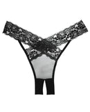 Adore Sheer and Lace Desire Panty Black One Size featuring delicate lace and sheer panel design.