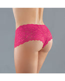 Adore Candy Apple Panty Hot Pink One Size shown from the back, featuring a lace design and vibrant hot pink color.