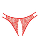 Adore Sweet Honey Panty Red One Size featuring scalloped lace and a cheeky peekaboo front.