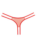 Adore Sweet Honey Panty Red One Size featuring scalloped lace, peekaboo front, and sheer back.