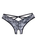 Adore Crush Lace Open Panty Black One Size featuring delicate lace and a flirty ouvert design for intimate moments.