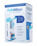 Autoblow AI Ultra Machine Male Masturbator White packaging showcasing features and functions.