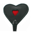 Strict Leather Heart Tip Crop Black and Red close-up of heart-shaped leather tip.