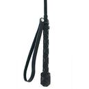 Strict Leather Heart Tip Crop Black and Red with a textured handle and loop for gripping during impact play.