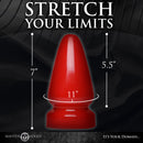 Master Series Anal Destructor Small Butt Plug Red dimensions with height and width measurements.
