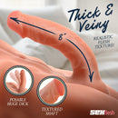 Double Up Dennis Realistic 3D Ass Masturbator With Dildo showcasing thick, veiny textured shaft and 8-inch posable dildo.