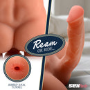 Double Up Dennis Realistic 3D Ass Masturbator With Dildo featuring lifelike mountable ass and bendable dildo.