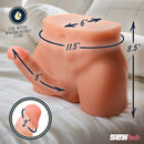 Double Up Dennis Realistic 3D Ass Masturbator With Dildo dimensions and details on a soft surface.