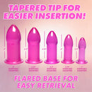 Trinity Vibes 5 Piece Anal Trainer Set Purple with tapered tips for easier insertion and flared bases for easy retrieval.