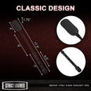 Strict Leather Short Riding Crop dimensions and design details on textured background.