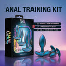Anal Adventures Matrix Cosmos Plug Kit in Lunar Blue with three progressive sizes, perfect for beginners and customizable vibrating modes.