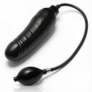 Master Series Primal Inflatable Dildo Black with an inflation bulb for adjustable fullness.