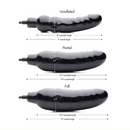 Master Series Primal Inflatable Dildo Black size options showing uninflated, partial, and full measurements.