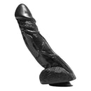 Big Black Bob 11 Inch Suction Cup Dildo showcasing a realistic design with pronounced ripples and textured balls.
