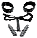 Master Series Aquire Thigh Harness and Wrist Cuffs, adjustable BDSM restraint system for enhanced control and vulnerability.