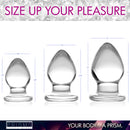 Triplets 3 Piece Glass Anal Plug Kit featuring three graduated plugs for comfortable anal training.