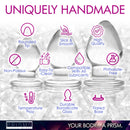 Triplets 3 Piece Glass Anal Plug Kit features unique handmade design elements like rounded tip, non-porous, and durable borosilicate glass.