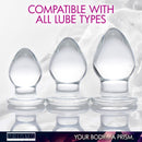 Triplets 3 Piece Glass Anal Plug Kit featuring three graduated glass plugs compatible with all lube types.
