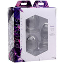 Triplets 3 Piece Glass Anal Plug Kit packaging with three graduated glass plugs from Prisms Erotic Glass.
