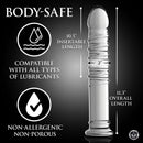 Master Series Behemoth Ribbed XL Glass Dildo Clear features body-safe materials and dimensions for satisfying use.