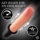 Master Series Onslaught 13 Mode XL Vibrating Dildo Thruster with 4 speeds and 9 pulsation patterns.
