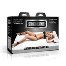Strict Leather Bed Restraint Kit Black packaging with quality leather and adjustable straps for any bed size.