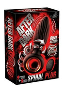 Image of After Dark Spiral Plug with Remote Black packaging, featuring a sleek design and dual-action functionality.