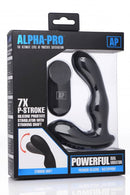 Alpha Pro 7X P-Stroke Silicone Prostate Stimulator packaging showcasing its features and design.