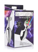Booty Sparks Light Up Medium Anal Plug packaging with colorful LED light patterns and sleek design.