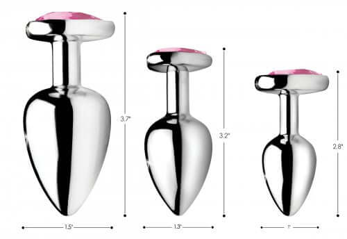 BOOTY SPARKS PINK HEART GEM ANAL PLUG SET-3