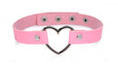 Master Series Dark Heart Chrome Heart Pink Choker featuring a pink strap with heart-shaped metal clasp.