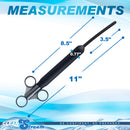 CleanStream Deep Shot 8.5 Inch Lubricant Launcher Black measurements, showcasing 8.5 inch insertable hose and overall design.