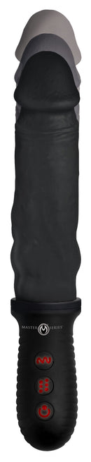 8X Auto Pounder Vibrating Thrusting Dildo with Handle Black showing the sleek design and integrated controls for easy use.