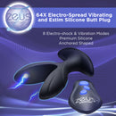 64X Electro-Spread Vibrating and Estim Silicone Butt Plug with 8 functions and premium silicone design.