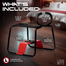 Bangin Bench EZ-Ride Sex Stool with Handles features handlebars, elastic straps, and a sturdy steel frame.