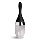 CleanStream Auto-Vibrating Enema Bulb Black on a white background showcasing its sleek design.