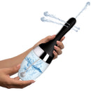 CleanStream Auto-Vibrating Enema Bulb Black with water jets and silicone nozzle for anal cleansing.