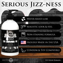 Master Series Jizz Unscented Water-Based Lube 16 Oz with pump, highlighting features like water-based, non-staining formula.