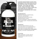 Master Series Jizz Unscented Water-Based Lube 16 Oz bottle on a wooden surface with a black background.